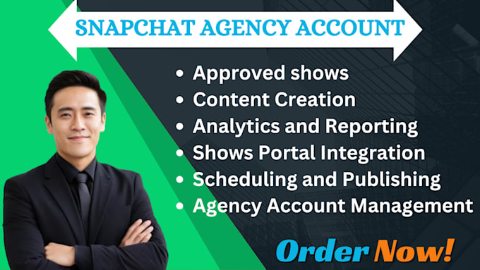 Gig Preview - Set up an approved snapchat agency account, snapchat ads, snapscore, shows porta