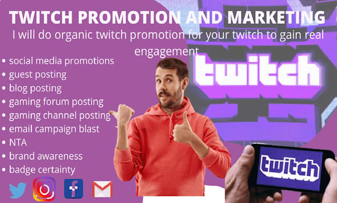 Gig Preview - Do organic twitch promotion to gain real followers and viewers