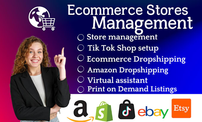 Gig Preview - Manage etsy shopify store setup amazon fba dropshipping tiktok ebay shop