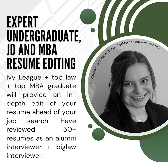 Gig Preview - Expertly edit your undergraduate, jd or MBA resume