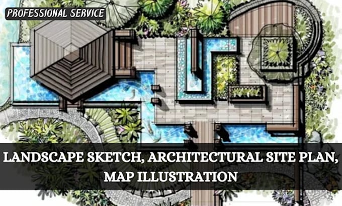 Gig Preview - Draw landscape sketch, architectural site plan, map illustration