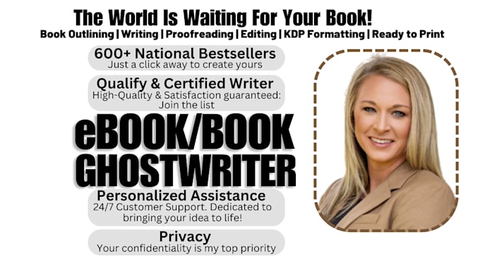 Gig Preview - Be your book writer, ebook writer, nonfiction ghost writer, ghost book writer