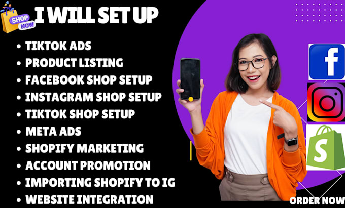 Gig Preview - Do tiktok shop, facebook shop, tiktok ads, ig ads, instagram shop ,shopify store