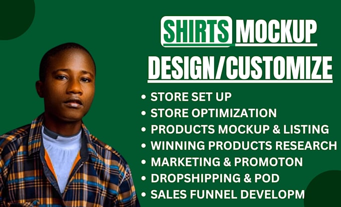 Gig Preview - Design custom tshirt store, shirt website, shirt mockup