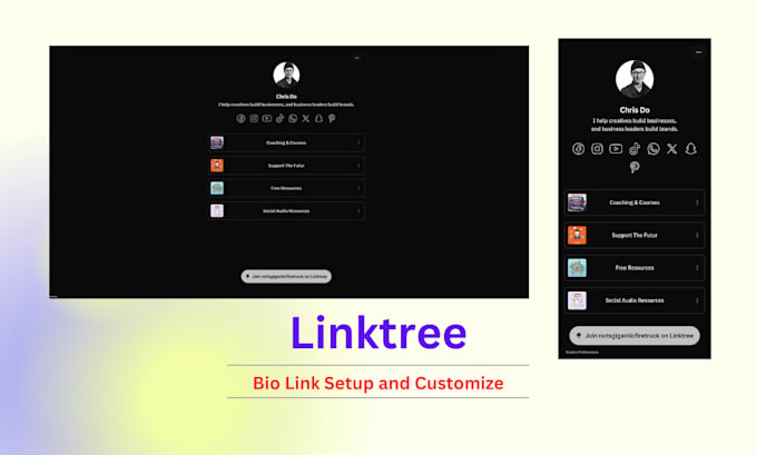 Gig Preview - Setup and customize linktree bio profile for instagram bio