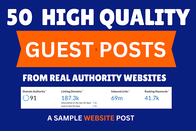 Gig Preview - Provide high da guest post backlinks with SEO quality guest posting service