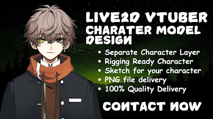 Gig Preview - Do live 2d vtuber model anime character sheet design rigging ready live2d model