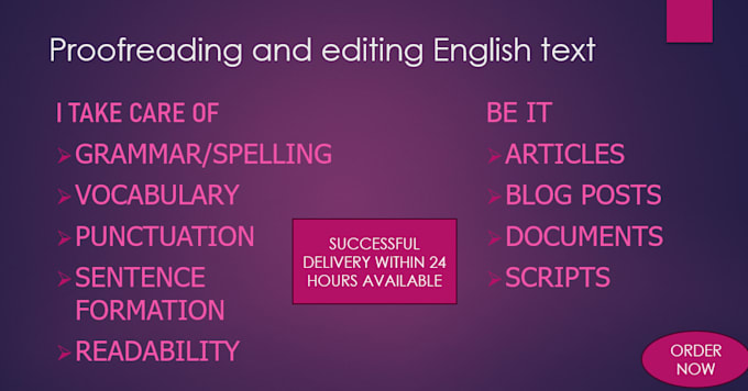 Gig Preview - Proofread and edit your english text within 24 hours