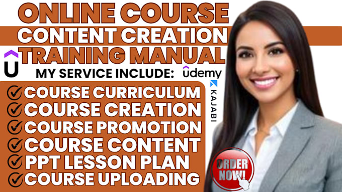 Gig Preview - Create online course content course curriculum training manual course creation