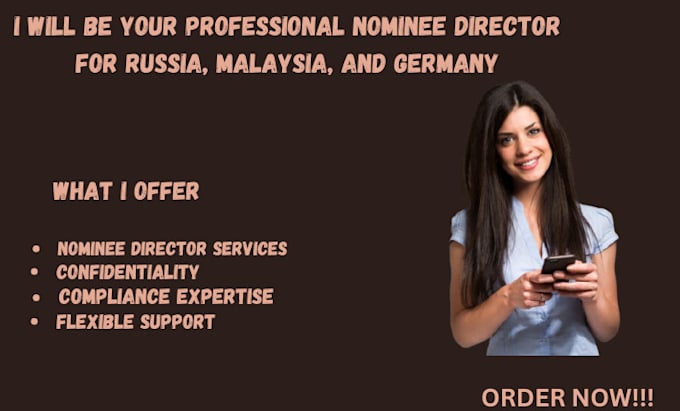 Gig Preview - Be your professional nominee director for russia, malaysia, and germany