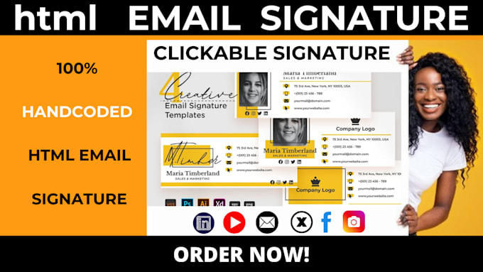 Gig Preview - Create HTML email signature, clickable HTML email signature for gmail, outlook