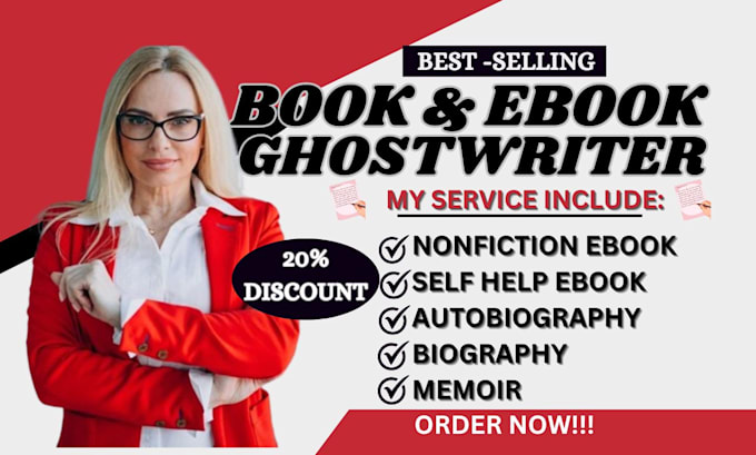 Gig Preview - Ghostwrite nonfiction ebook,memoir,autobiography, romance,kdp ghost ebook writer