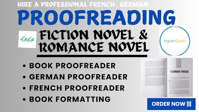 Gig Preview - Proofread your fiction novel, novel story, romance novel grammar check for kdp