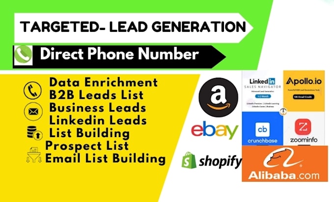 Gig Preview - Enrich direct phone, mobile number email with b2b lead generation