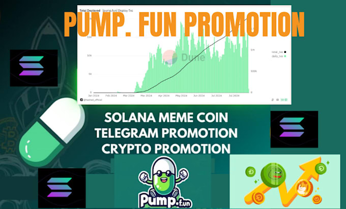 Gig Preview - Pump pump fun, moonshot, cto memecoin promotion to hit 100m token investors