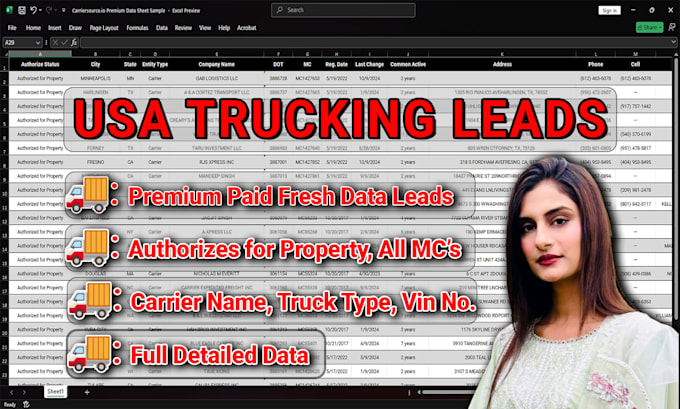 Gig Preview - Provide fresh hot 10001 fmcsa truck drivers leads trucking logistic leads