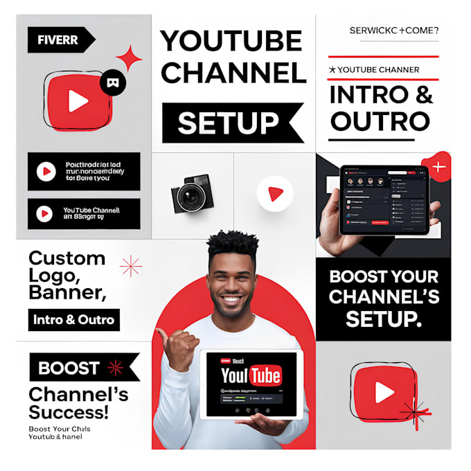 Bestseller - create and setup youtube channel with logo, banner, intro, outro