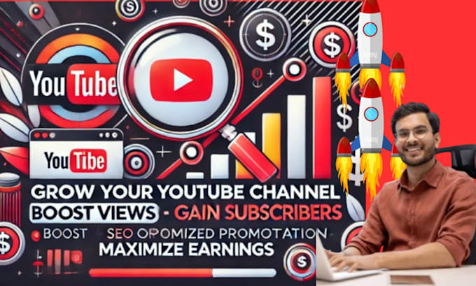 Gig Preview - Grow your youtube channel with SEO optimized promotion for monetization