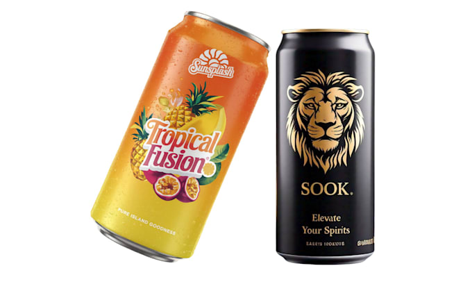 Gig Preview - Design elegant can label for soda, seltzer and water