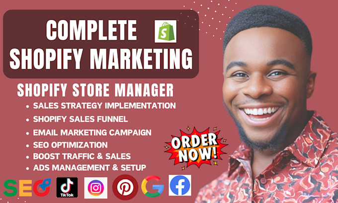 Gig Preview - Complete shopify marketing shopify promotion sales funnel to boost shopify sales