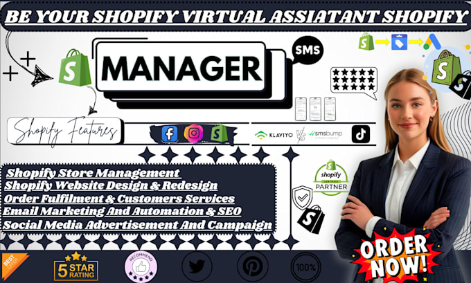 Gig Preview - Be your shopify virtual assistant , shopify marketing, manager to boost sales