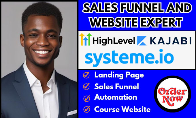 Gig Preview - Build systeme io sales funnel gohighlevel website kajabi website ghl automation