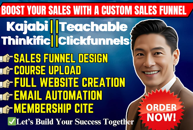 Gig Preview - Kajabi sales funnel kajabi website online course sales funnel on clickfunnels