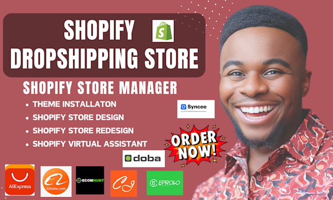 Gig Preview - Setup shopify dropshipping store, build shopify website design, redesign store