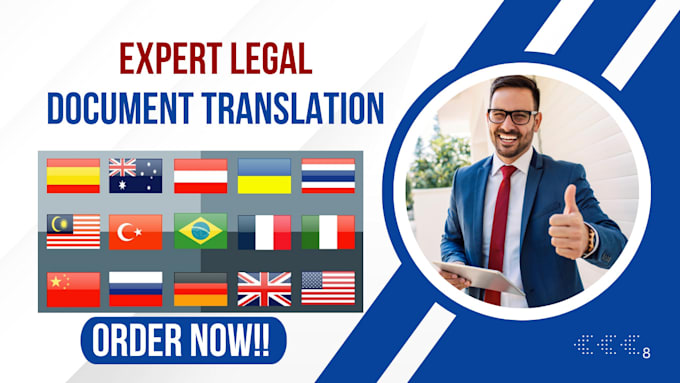 Gig Preview - Translate your legal document, business into english, spanish, german, or french