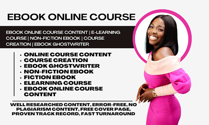 Gig Preview - Do online course creation course content ebook writing and ebook ghostwriter