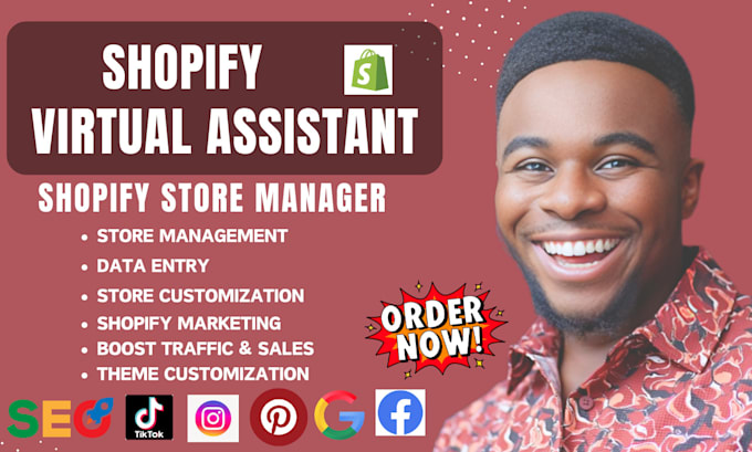 Gig Preview - Be your shopify virtual assistant, shopify store manager for shopify website