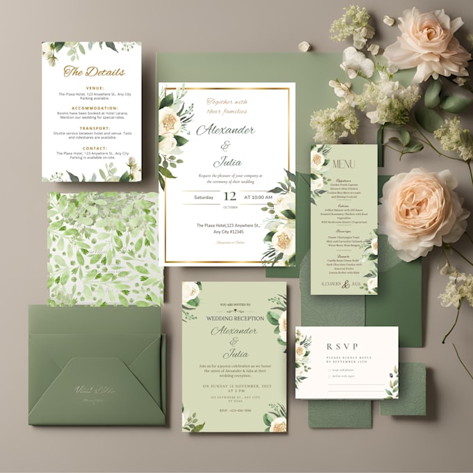 Gig Preview - Design a perfect wedding invitation suite for your wedding