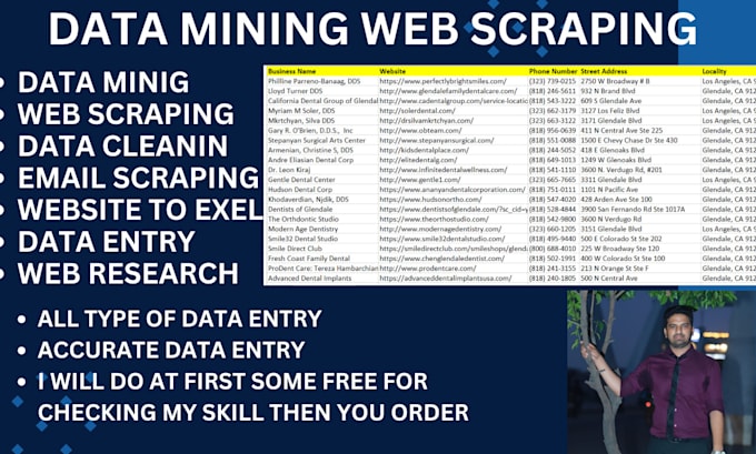 Gig Preview - Do data mining web scraping all type data entry service