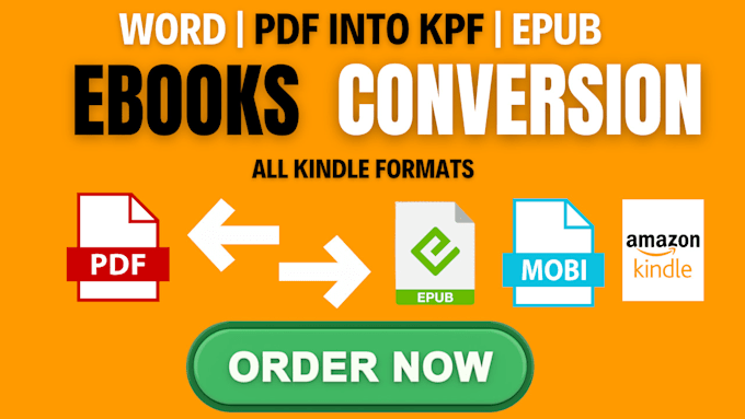 Gig Preview - Pdf to kpf, epub, ebook conversion, mobi, kindle formatting kdp