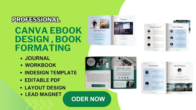 Gig Preview - Do canva ebook design, workbook, pdf lead magnet, ebook formatting, and designrr