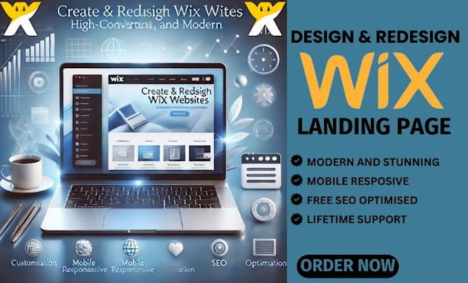 Bestseller - create stunning or design custom modern wix website, redesign wix website