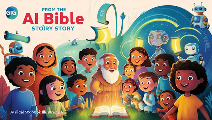 Gig Preview - Design children storybook illustration, picture book,  kid book, ai bible story