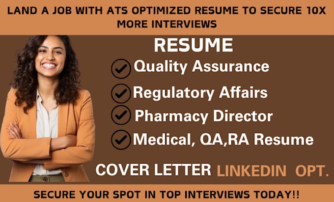 Gig Preview - Write quality assurance resume regulatory affair clinical trial qafda compliance