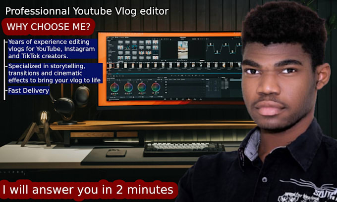 Gig Preview - Be your personal vlog editor for high quality youtube videos