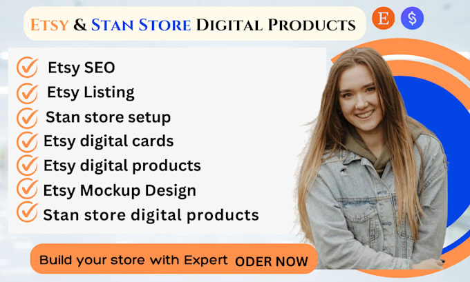 Gig Preview - Do etsy store setup, stan store setup, digital invite card, etsy mouckups, SEO