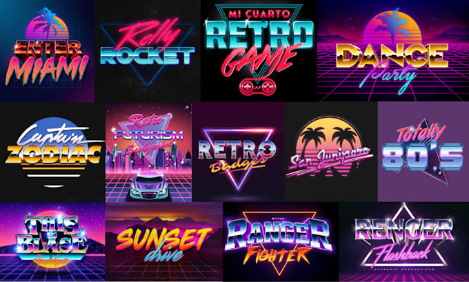 Gig Preview - Do 80s synthwave retro vintage style neon and chrome 3d logo