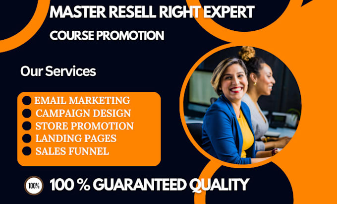 Gig Preview - Promote master resell right courses for digital courses, stan store, ecommerce