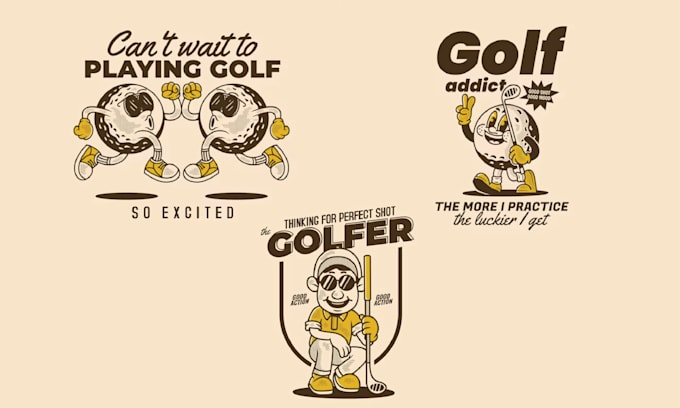 Bestseller - do vintage cartoon golf logo and t shirt design