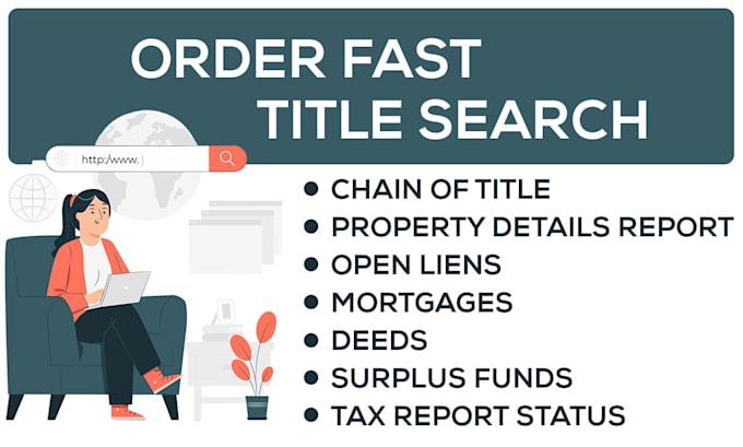 Bestseller - do property searches, title reports, chain of title report