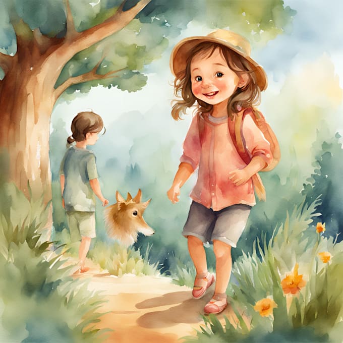 Gig Preview - Draw digital watercolor children book illustration