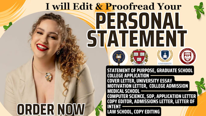 Gig Preview - Edit and proofread your personal statement, college application essay and more