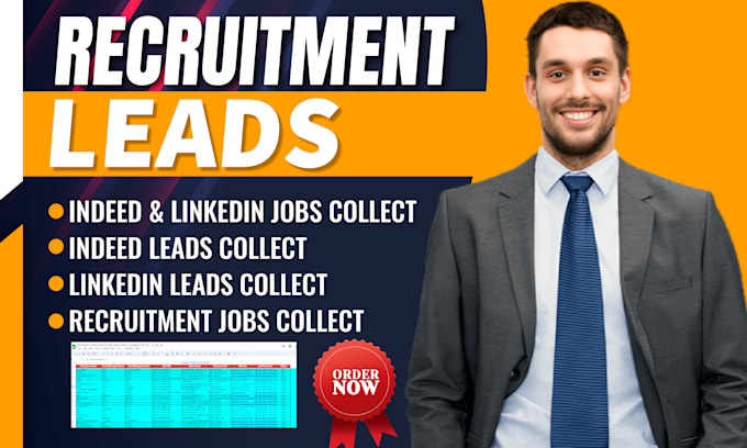 Gig Preview - Find b2b recruitment leads, list building, indeed jobs