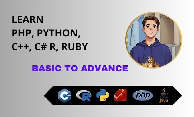 Gig Preview - Teach you PHP, python, c, r, ruby, and java tutorials