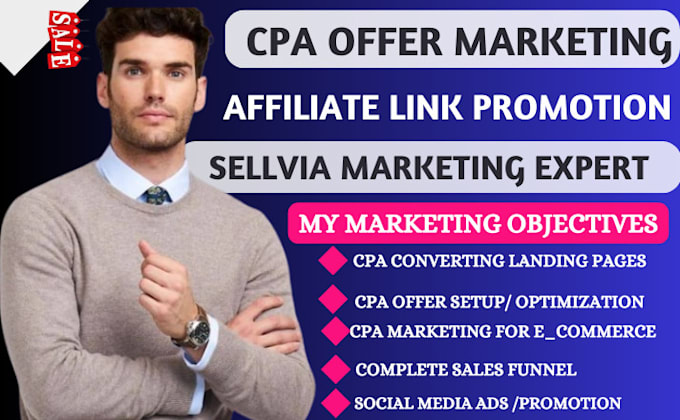 Gig Preview - Sellvia marketing, cpa marketing for cpa offer, sellvia promotion,sellvia store