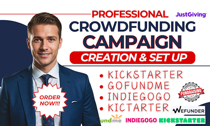 Gig Preview - Do crowdfunding campaign creation on kickstarter gofundme indiegogo fundraising